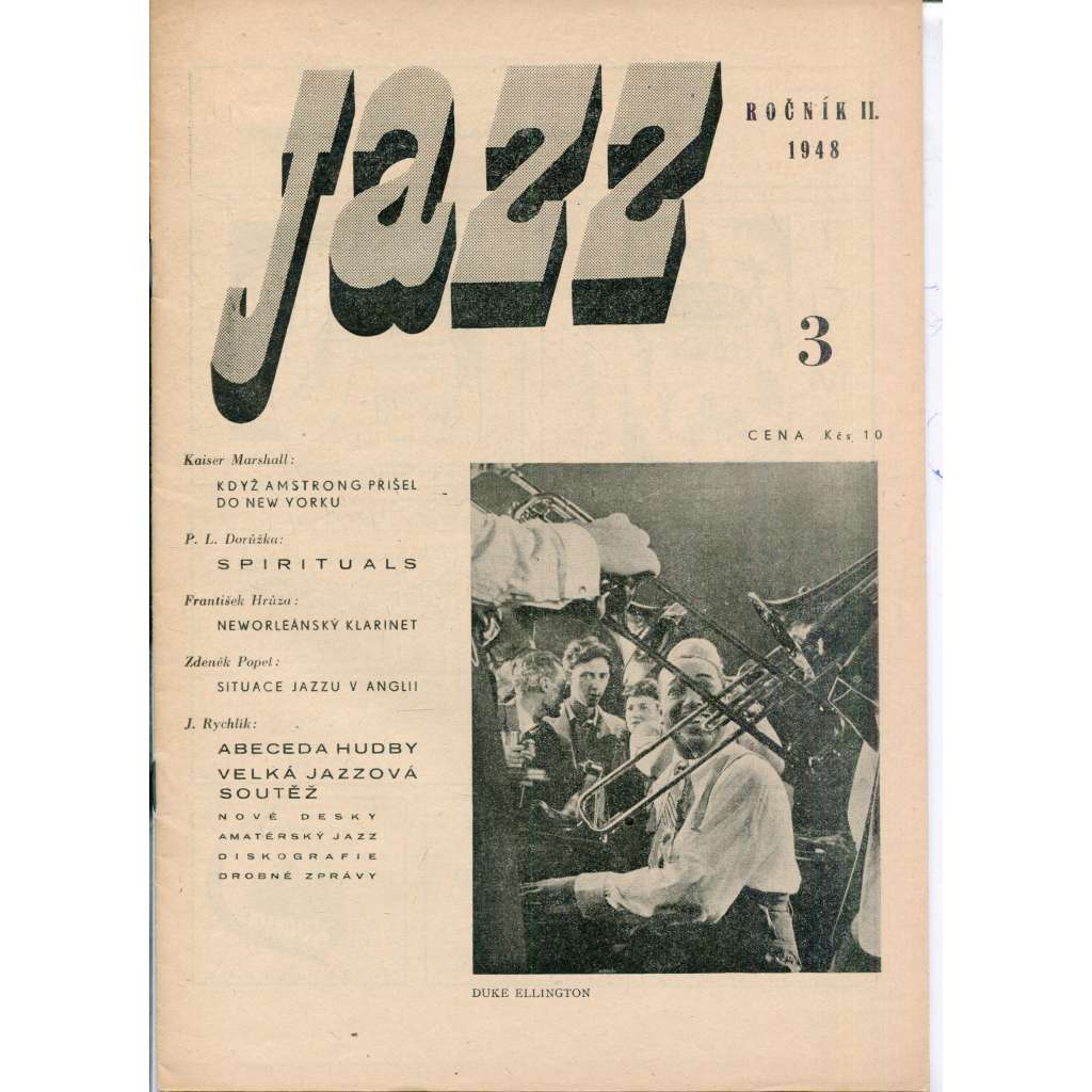 Jazz, ročník II., číslo 3/1948. Jist věnovaný Jazzu a moderní hudbě (časopis)