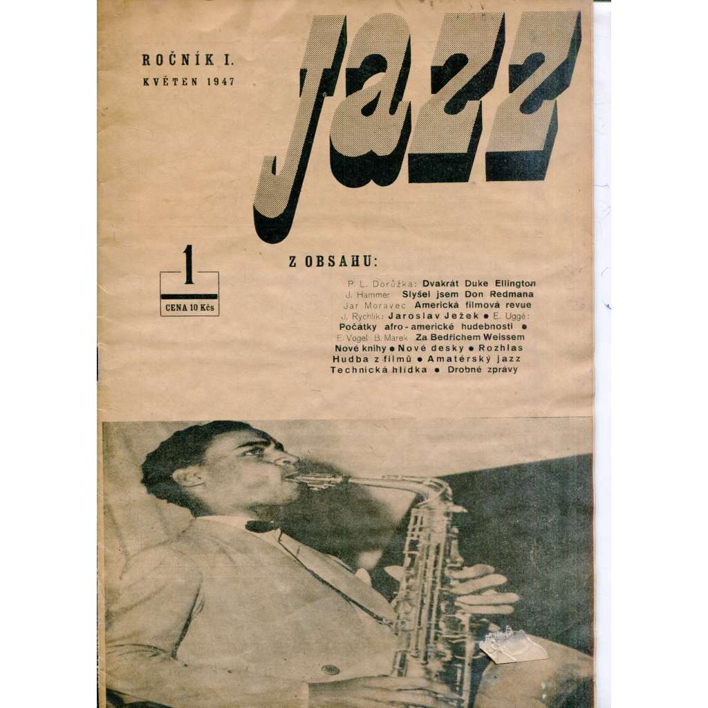 Jazz, ročník I., číslo 1/1947. Jist věnovaný Jazzu a moderní hudbě (časopis) - pošk.