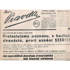 Pravda, ročník IV., číslo 5/1934. Časopis budující frontu proti marxismu všech odstínů (1. republika, noviny)