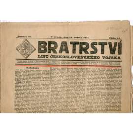 Bratrství. List československého vojska (14.4.1921) - staré noviny, 1. republika