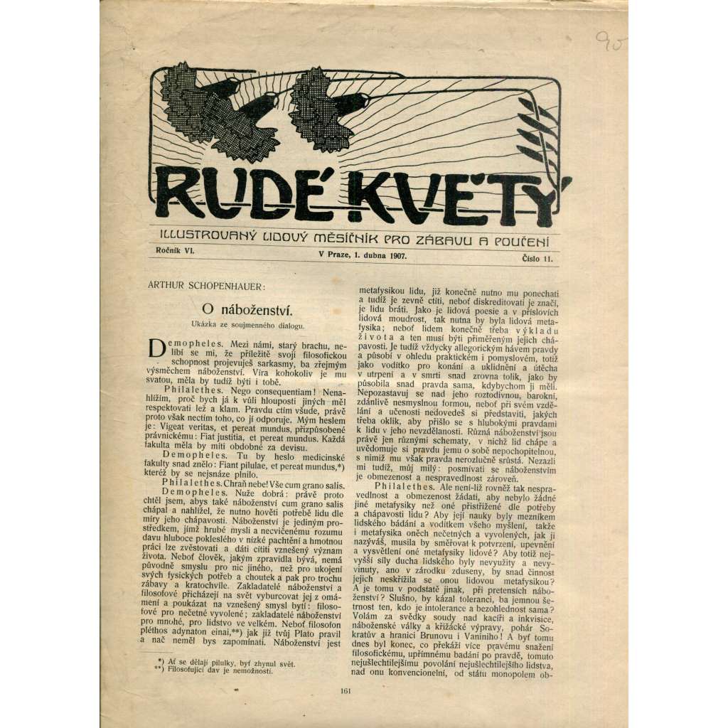 Rudé květy, ročník VI. číslo 11/1907 (Illustrovaný lidový měsíčník pro zábavu a poučení) - noviny, časopis