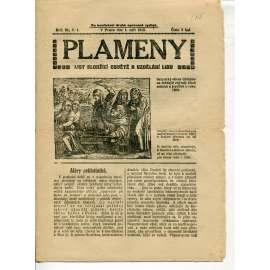 Plameny, ročník III., číslo 1/1910 (List sloužící osvětě a vzdělání lidu) - 1.9.1910 (časopis, noviny)