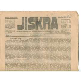 Jiskra, ročník I., číslo 38/1919. Sociálně demokratický týdenník organisací na jihozápadní Moravě - 4.10.1919 (1. republika, noviny)
