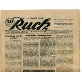 Ruch, ročník V., číslo 40. (16.2.1929) - Nezávislý deník, noviny, 1. republika