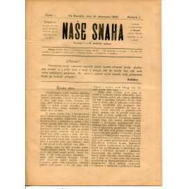 Naše snaha, ročník I., číslo 1. (19.7.1895) - noviny, časopis, Slaný