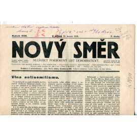 Nový směr, číslo 7. (19.2.1938) Nezávislý pokrokový list demokratický - noviny + soudní rozhodnutí, 1. republika