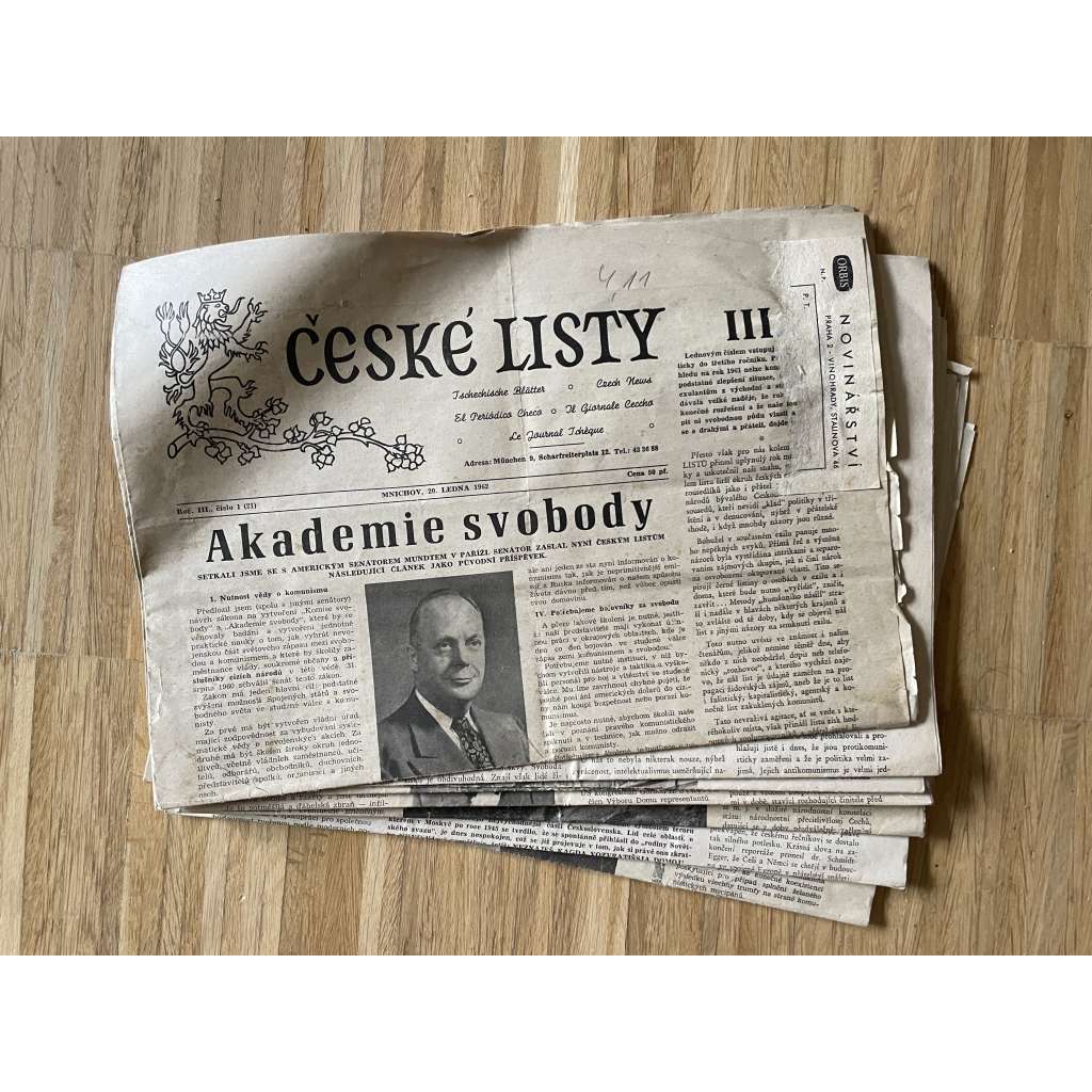 České listy, ročník III., čísla 1-3 a 5-15/1962 (exil, NSR, staré noviny) - 11 sešitů