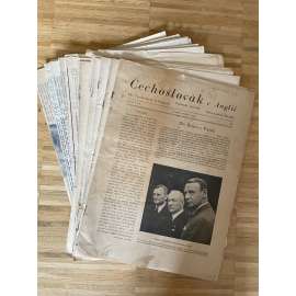 Čechoslovák v Anglii, ročník I., čísla 1-3,5-7 a 9-12/1939 a Čechoslovák, nezávislý týdeník, ročník II., čísla 43-50/1940 (exil, Londýn, Anglie, časopis, noviny)