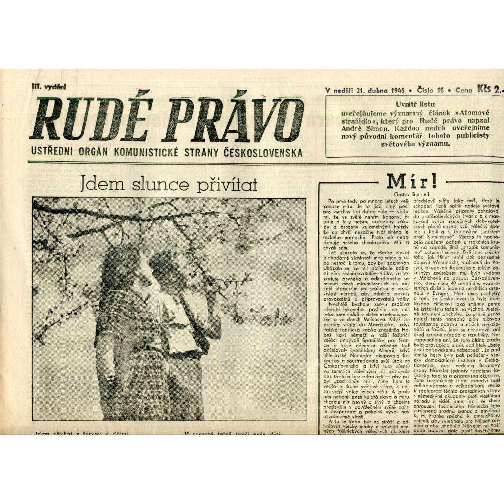 Rudé právo (21.4.1946) - staré noviny