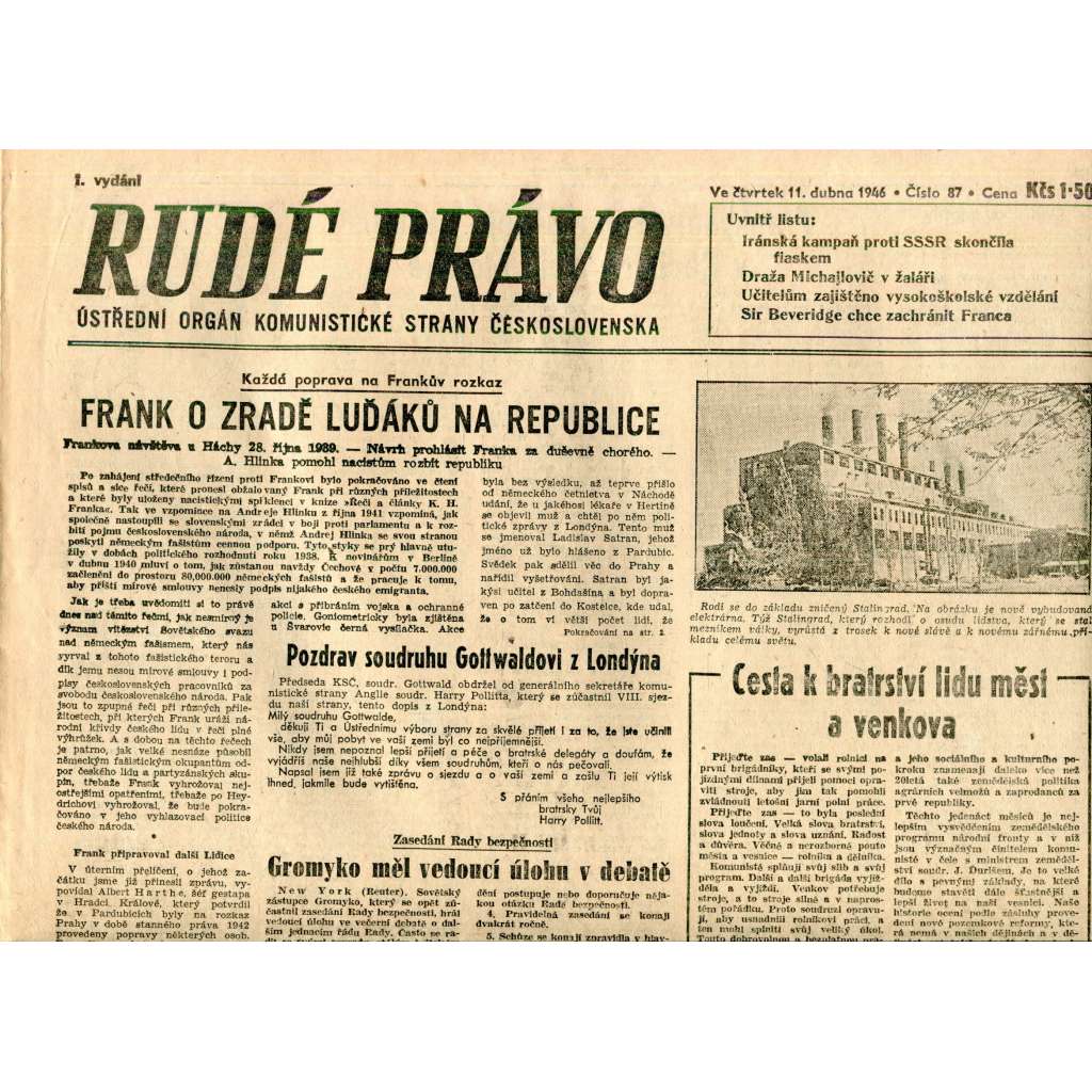 Rudé právo (11.4.1946) - staré noviny