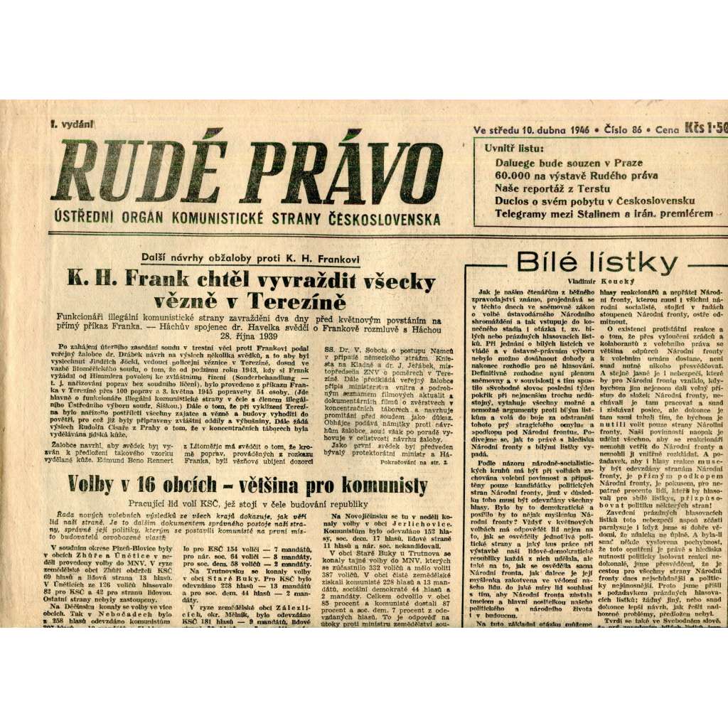 Rudé právo (10.4.1946) - staré noviny