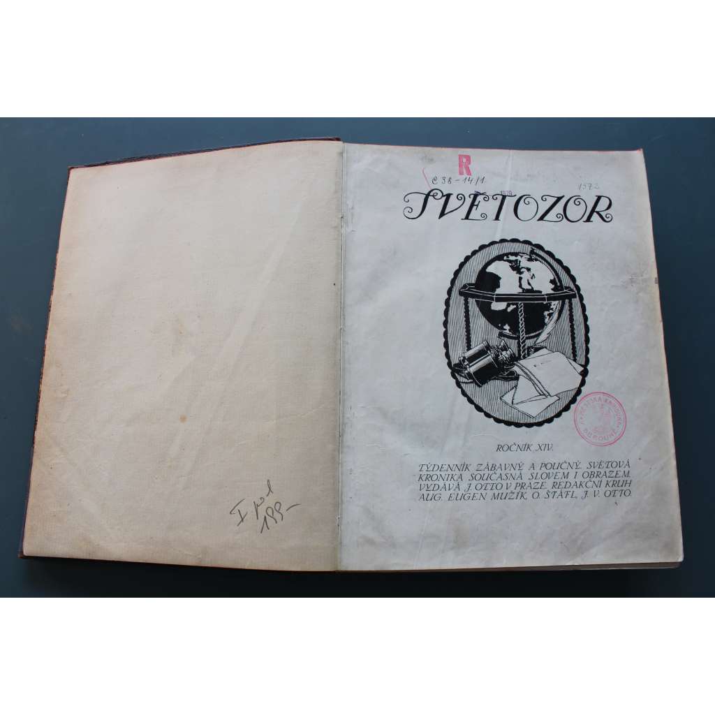 Světozor 1913-1914 roč. XIV (časopis, beletrie, fotografie, mj. Mona Lisa, Pražské stavby, Císařské manévry, Pomník národů [Bitva národů - Lipsko], SK Slavia, J. Hašek - Román hoteliera, Domažlice)