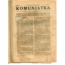 Komunistka, ročník I., čísla 5, 20 a 21/1922. Ústřední list československých komunistek (časopis, noviny)