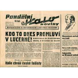 Pondělní Halo noviny, ročník VI., číslo 20/1938. Reportážní a informační list pro všechny