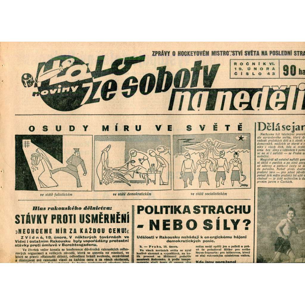 Halo noviny, ze soboty na neděli, ročník VI., číslo 43/1938. Reportážní a informační list pro všechny