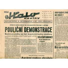 Halo noviny, ročník VI., číslo 33/1938. Reportážní a informační list pro všechny