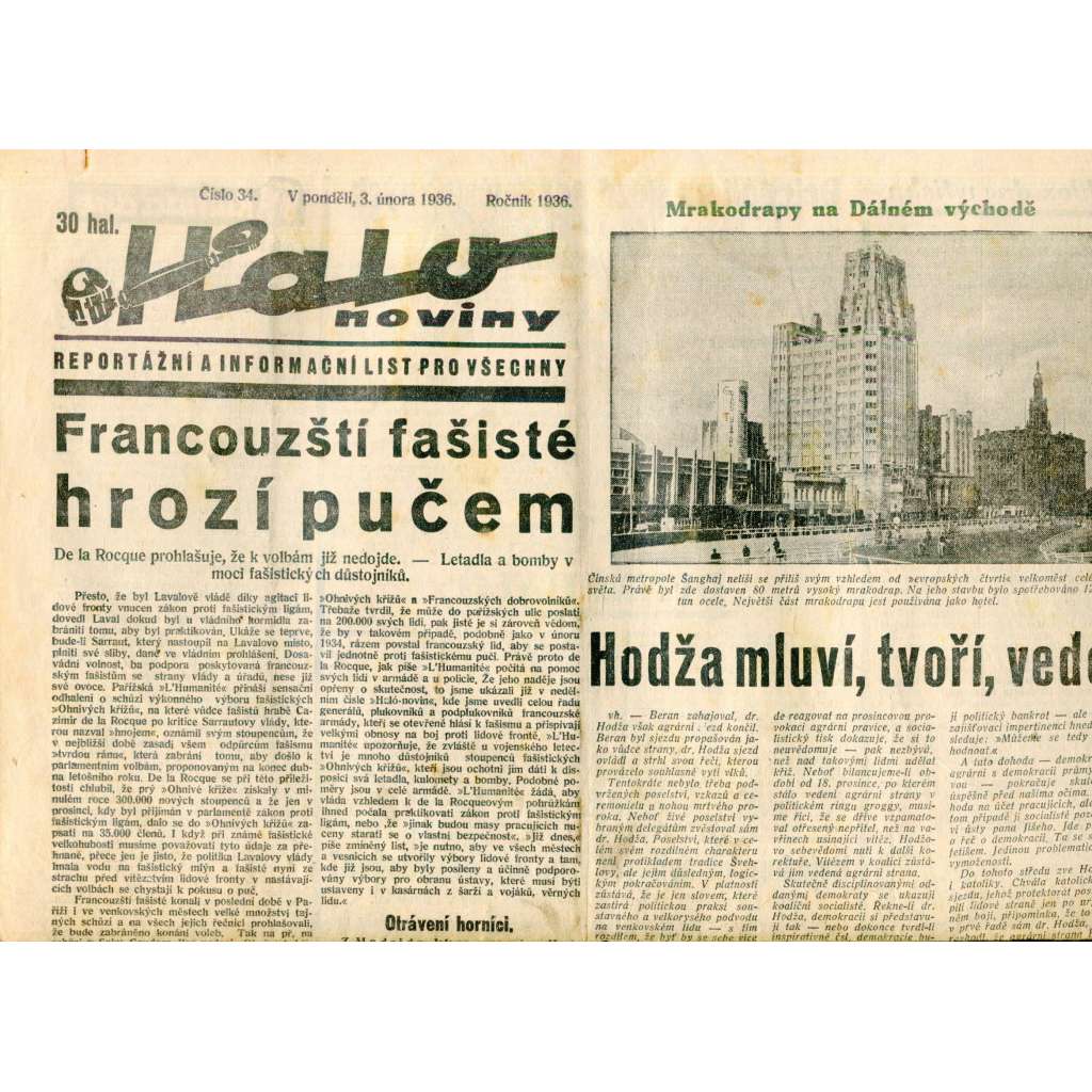 Halo noviny, číslo 34/1936. Reportážní a informační list pro všechny Halo noviny, číslo 34/1936. Reportážní a informační list pro všechny