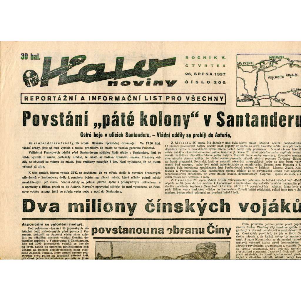 Halo noviny, ročník V., číslo 200/1937. Reportážní a informační list pro všechny