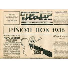 Moravsko-slezské Halo noviny, číslo 1/1936. Reportážní a informační list pro všechny