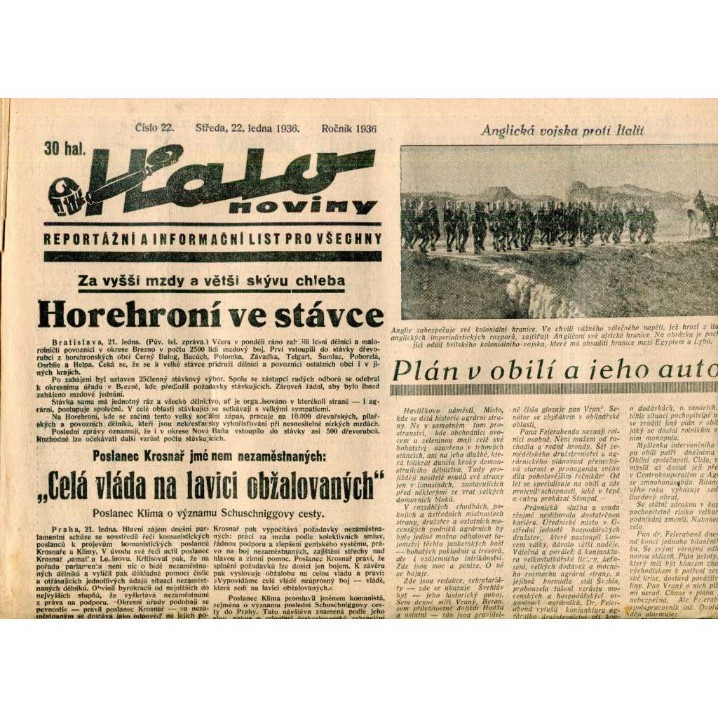 Halo noviny, číslo 22/1936. Reportážní a informační list pro všechny