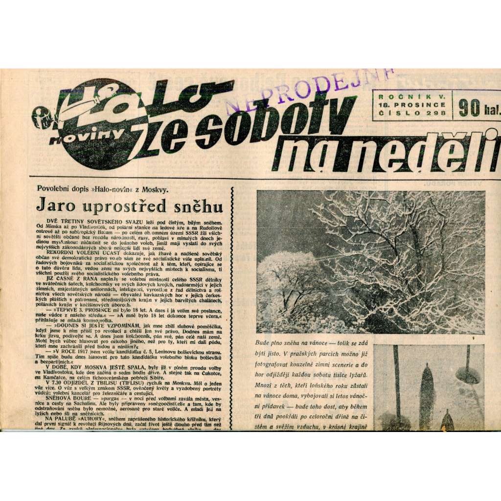 Halo noviny, ze soboty na neděli, ročník V., číslo 298/1937. Reportážní a informační list pro všechny
