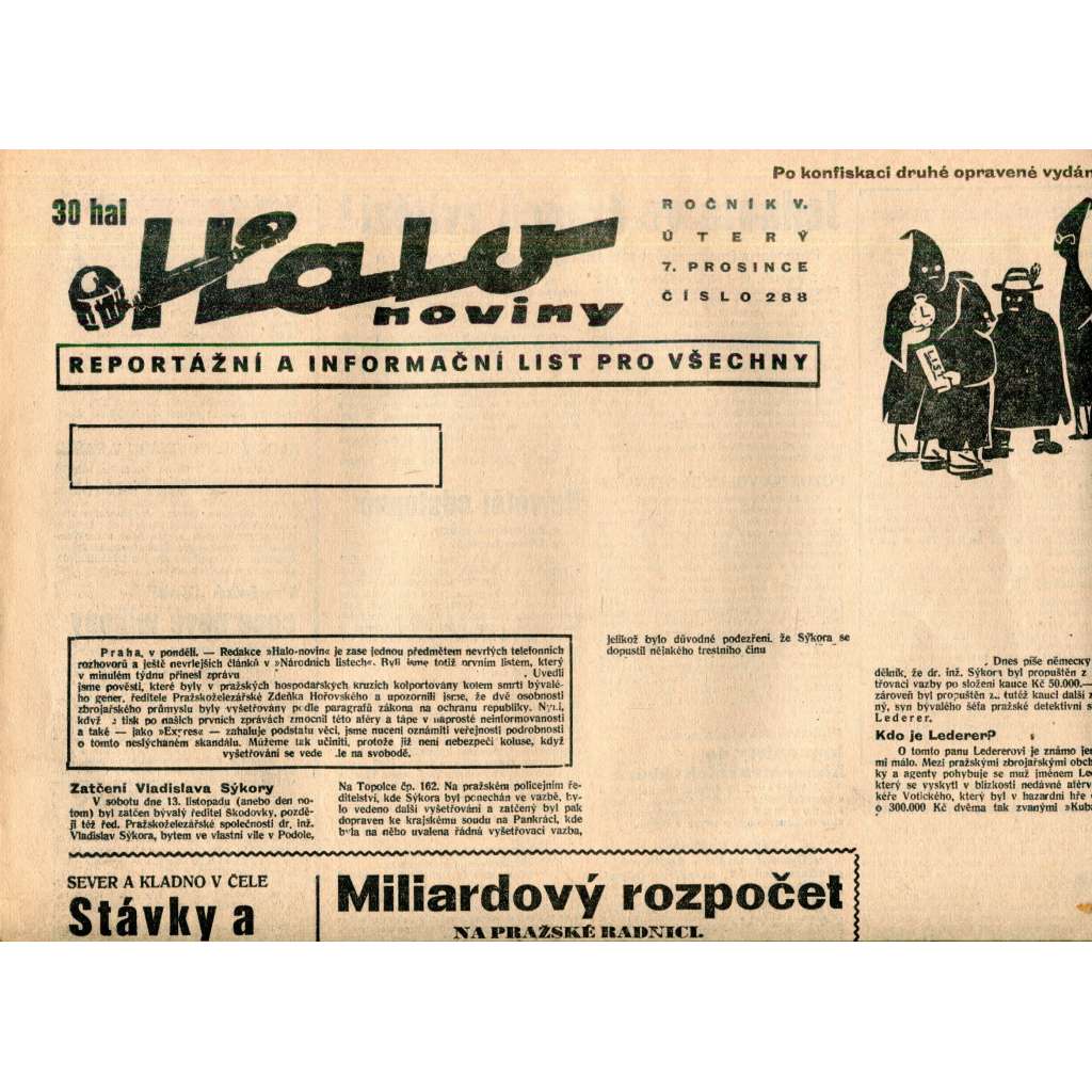 Halo noviny, ročník V., číslo 288/1937. Reportážní a informační list pro všechny