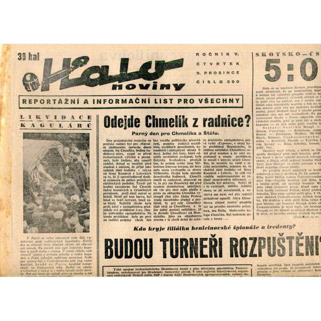 Halo noviny, ročník V., číslo 290/1937. Reportážní a informační list pro všechny