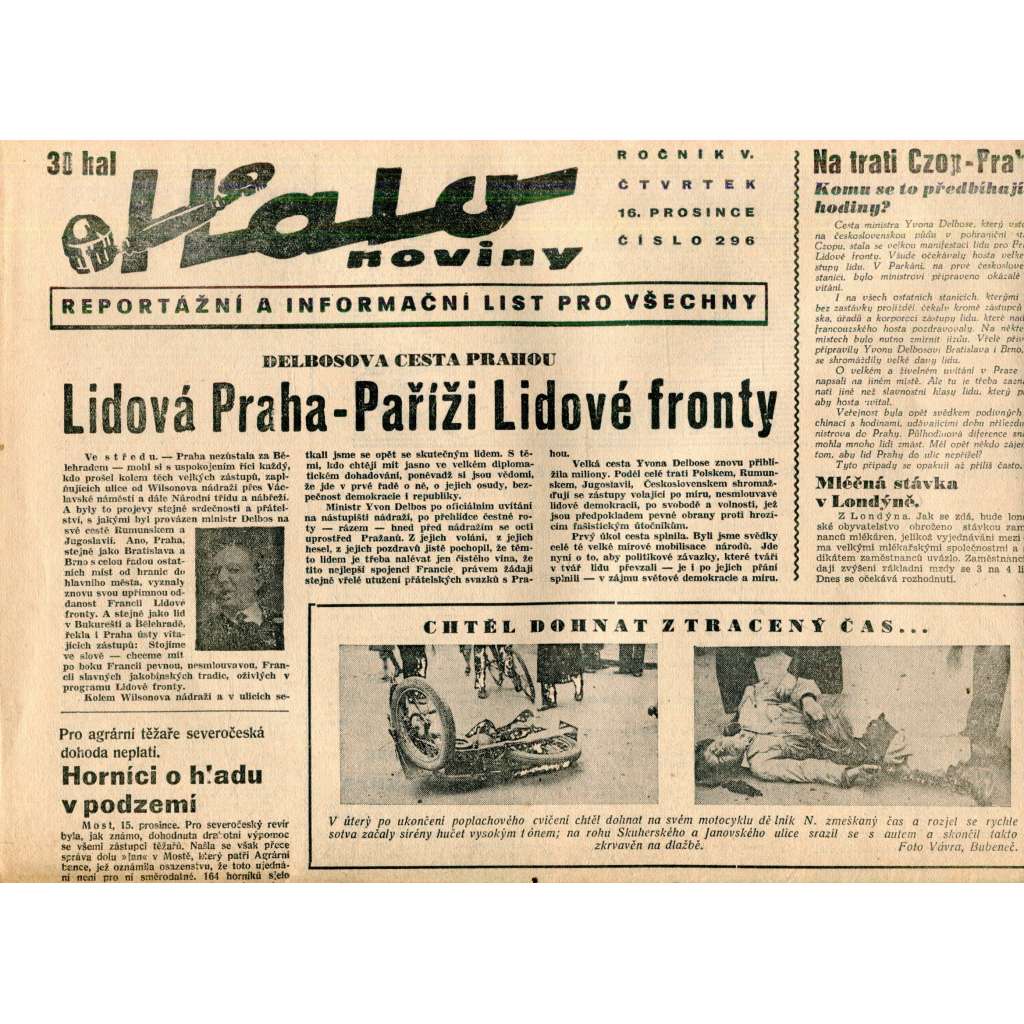 Halo noviny, ročník V., číslo 296/1937. Reportážní a informační list pro všechny