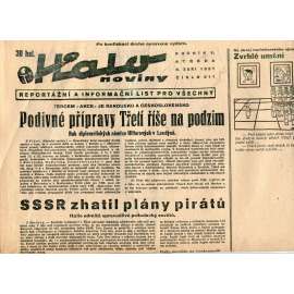 Pondělní Halo noviny, ročník V., číslo 211/1937. Reportážní a informační list pro všechny