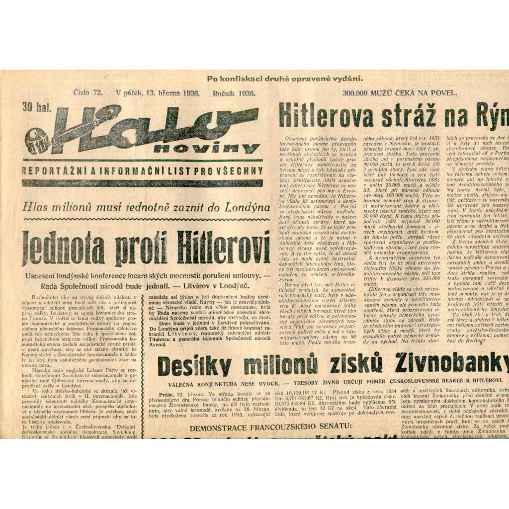 Halo noviny, číslo 72/1936. Reportážní a informační list pro všechny