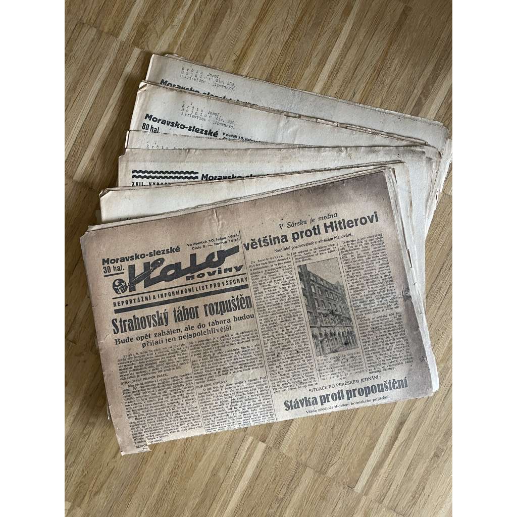 Moravsko-slezské Halo noviny, 1934. Reportážní a informační list pro všechny (konvolut čísel)