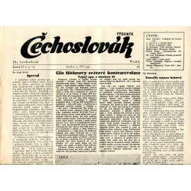 Čechoslovák, ročník IV., číslo 31-32/1942. Nezávislý týdeník (exil - Londýn, noviny)