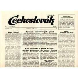 Čechoslovák, ročník IV., číslo 34/1942. Nezávislý týdeník (exil - Londýn, noviny)
