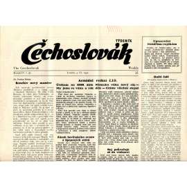 Čechoslovák, ročník IV., číslo 36/1942. Nezávislý týdeník (exil - Londýn, noviny)