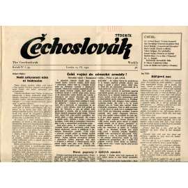 Čechoslovák, ročník IV., číslo 39/1942. Nezávislý týdeník (exil - Londýn, noviny)