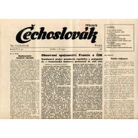 Čechoslovák, ročník IV., číslo 40/1942. Nezávislý týdeník (exil - Londýn, noviny)