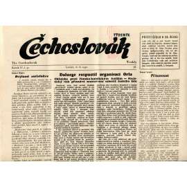 Čechoslovák, ročník IV., číslo 42/1942. Nezávislý týdeník (exil - Londýn, noviny)