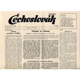 Čechoslovák, ročník IV., číslo 46/1942. Nezávislý týdeník (exil - Londýn, noviny)