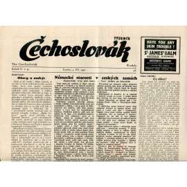 Čechoslovák, ročník IV., číslo 49/1942. Nezávislý týdeník (exil - Londýn, noviny)