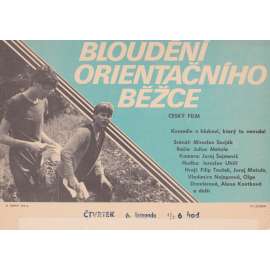 Bloudění orientačního běžce (filmový plakát, slepka, film Československo 1985, režie Julius Matula, Hrají: Filip Toušek, Juraj Matula)