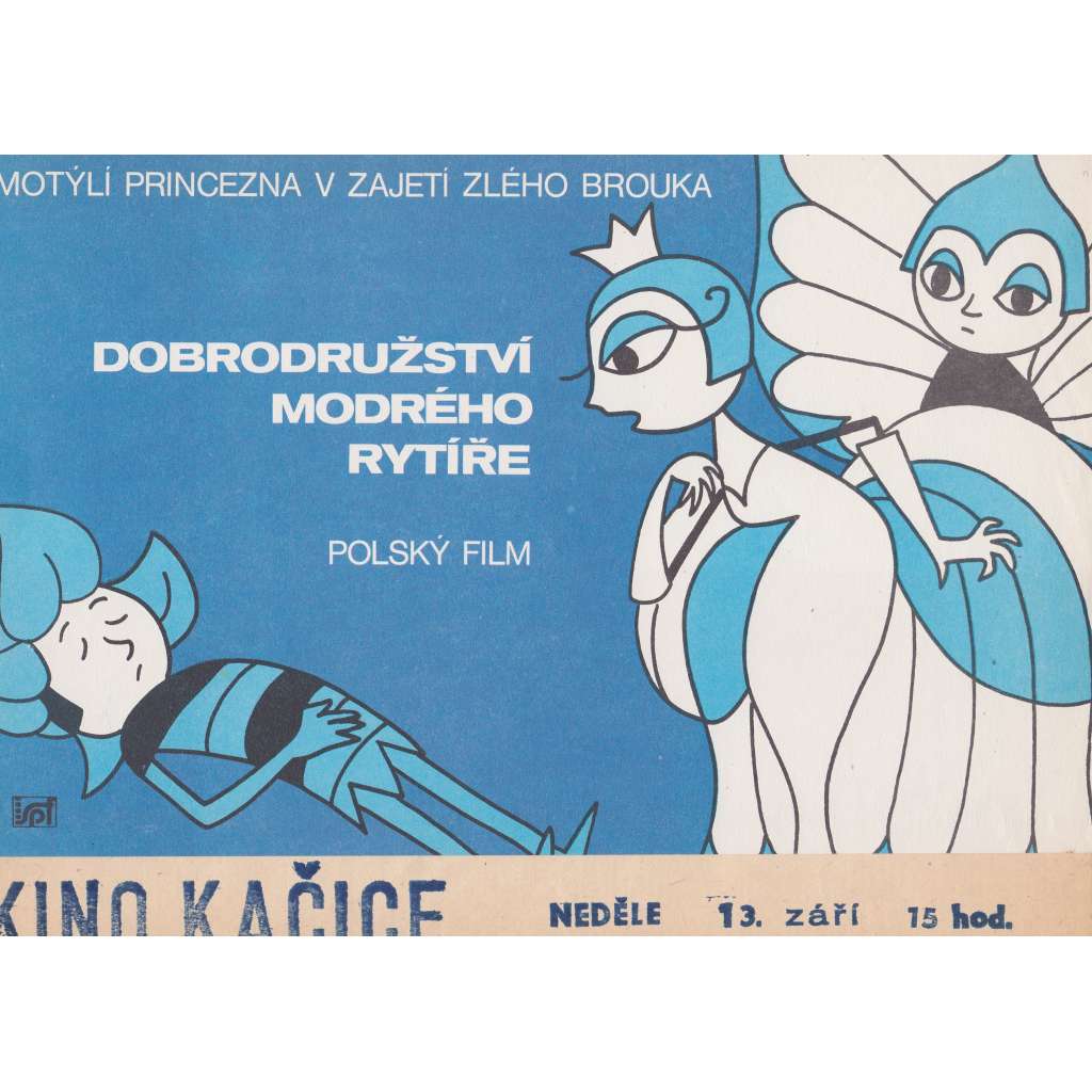 Dobrodružství modrého rytíře (filmový plakát, slepka, film Polsko 1983, režie Lechoslaw Marszalek, Hrají: Hanna Mikuc)