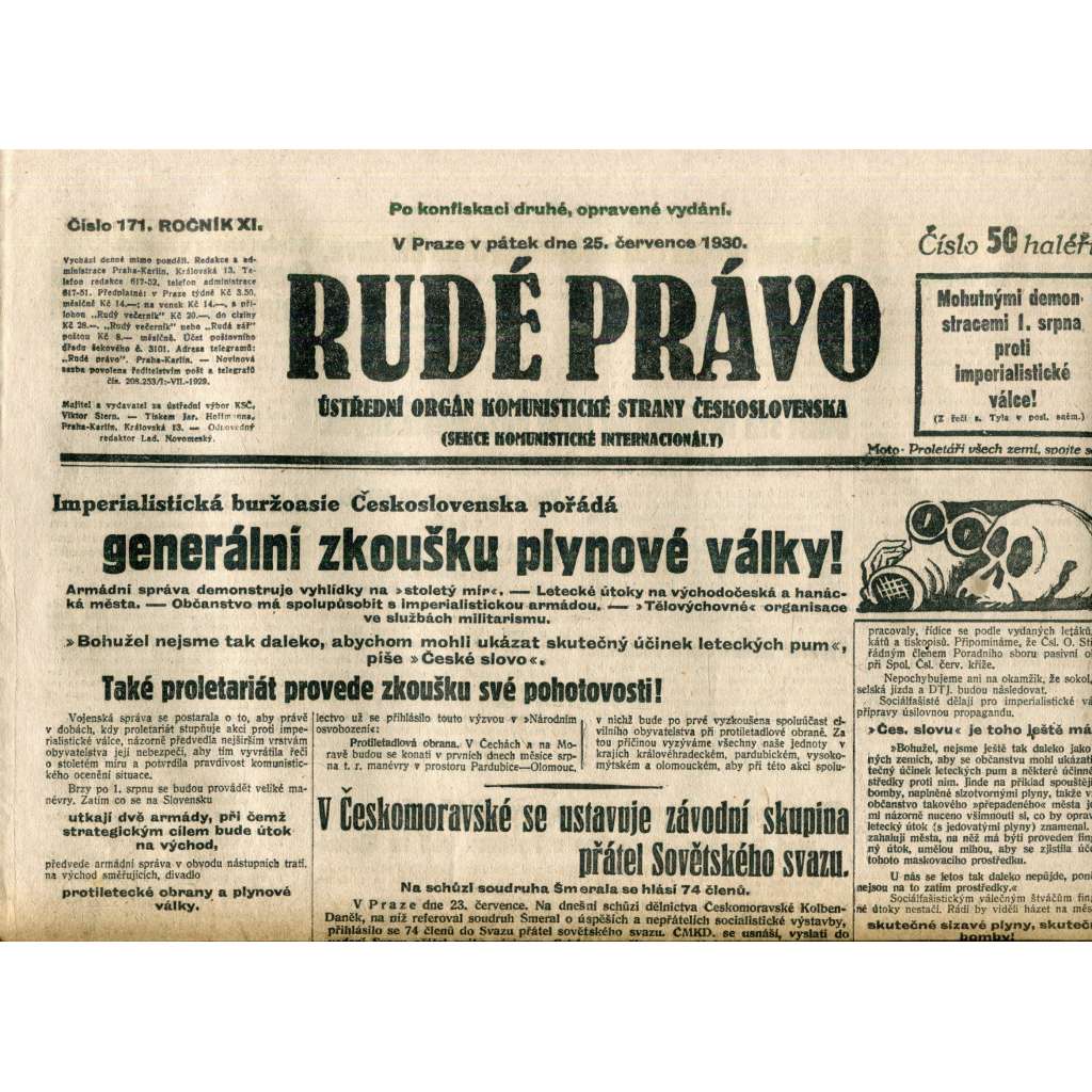 Rudé právo (25.7.1930) - staré noviny, 1. republika