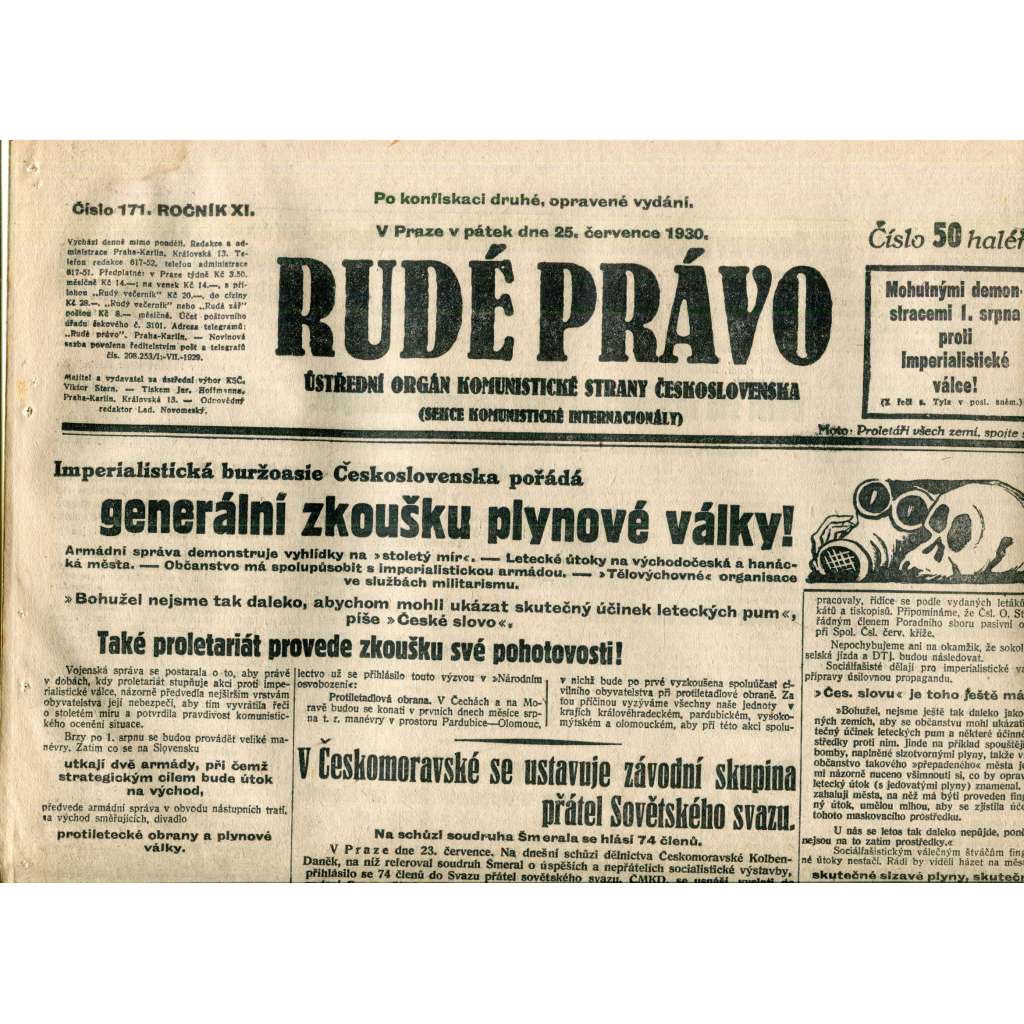 Rudé právo (25.7.1930) - staré noviny, 1. republika