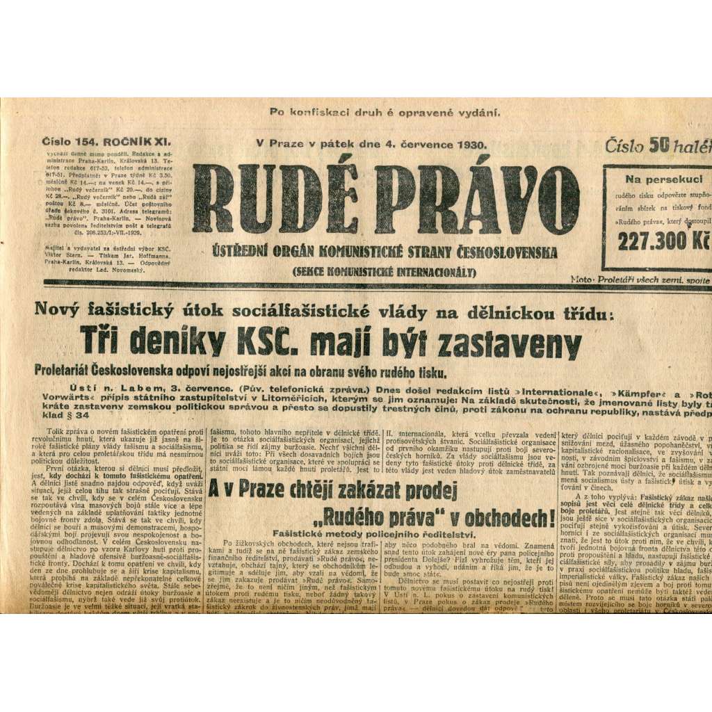 Rudé právo (4.7.1930) - staré noviny, 1. republika