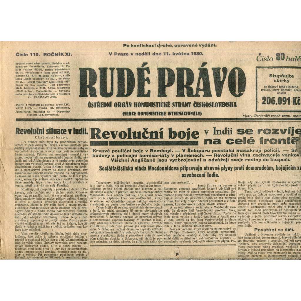 Rudé právo (11.5.1930) - staré noviny, 1. republika