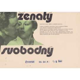 Ženatý svobodný (filmový plakát, slepka, film Sovětský svaz 1983, režie Vladimír Rogovoj Hrají: Larisa Udovičenko, Jurij Grigorjev)