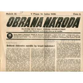 Obrana národa 14.1.1938 (antisemitské, protibolševické noviny)