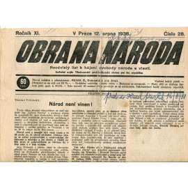 Obrana národa 12.8.1938 (antisemitismus, antisemitské, protibolševické noviny)