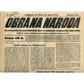 Obrana národa 10.8.1934 (antisemitismus, antisemitské, protibolševické noviny)