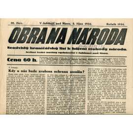Obrana národa 5.10.1934 (antisemitismus, antisemitské, protibolševické noviny)